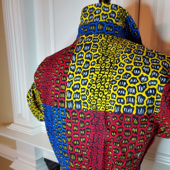 GORGEOUS AFRICAN PRINT COTTON MAXI SHIRTDRESS - Picture 7 of 9